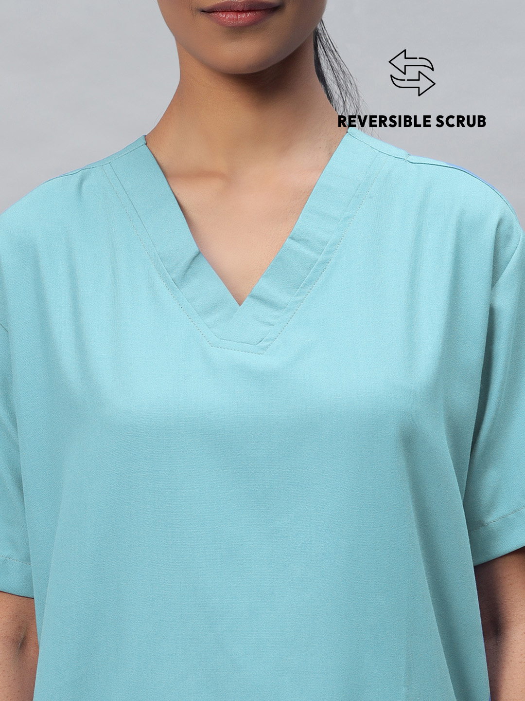 Sea Green Reversible Half Sleeve Medical Scrubs - Female