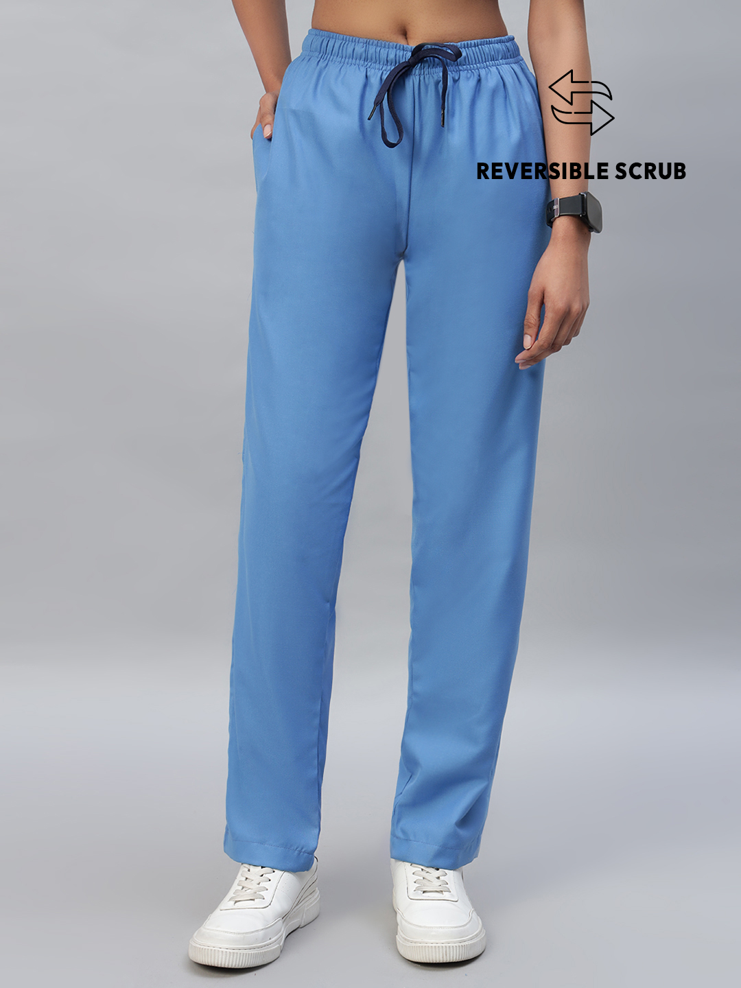 Sky Blue Reversible Half Sleeve Medical Scrubs - Female