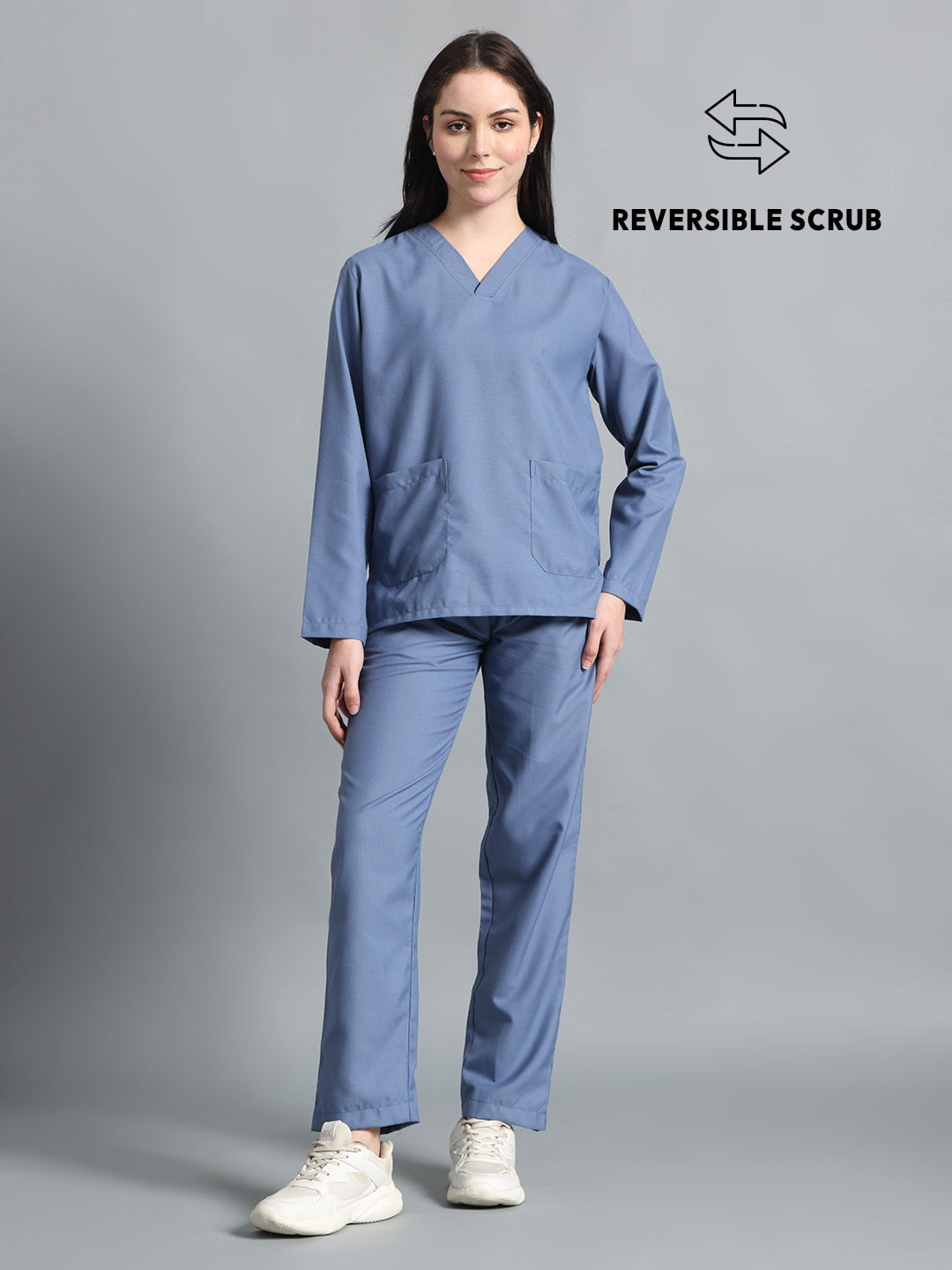 Teal Reversible Full Sleeve Medical Scrubs - Female