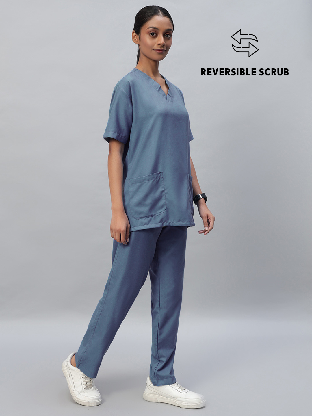 Teal Reversible Half Sleeve Medical Scrubs - Female