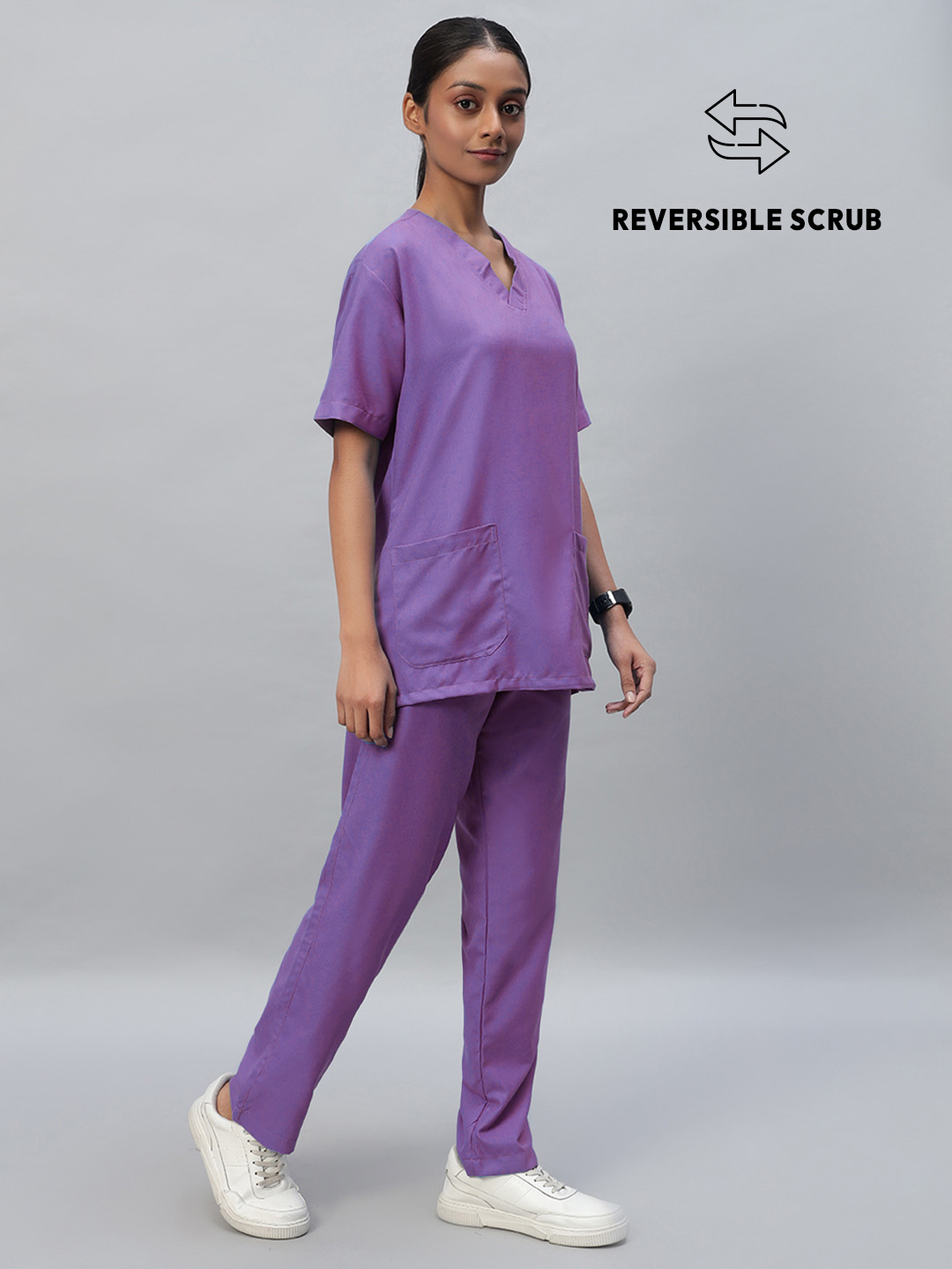 Violet Reversible Half Sleeve Medical Scrubs - Female