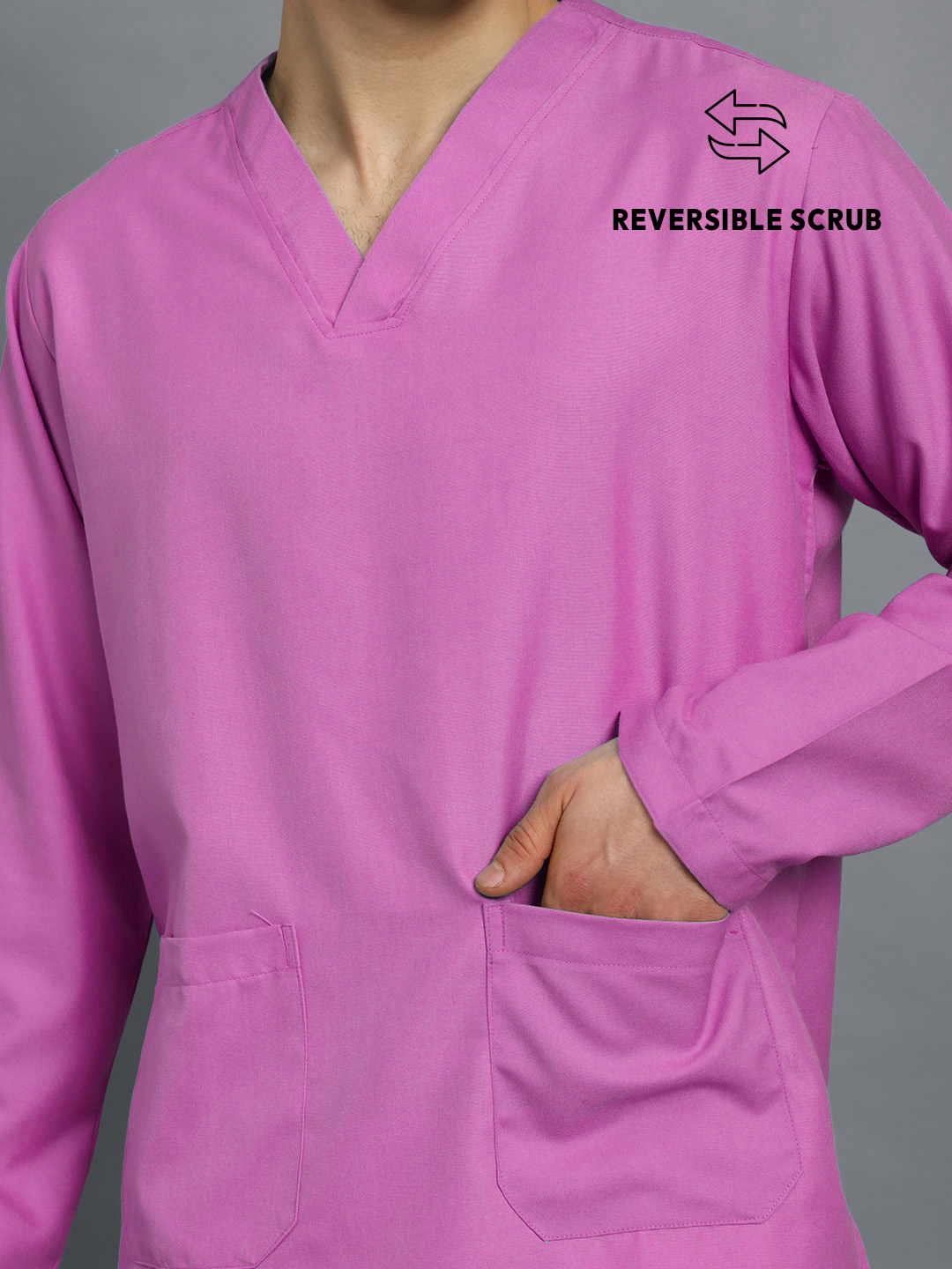 Pink Reversible Full Sleeve Medical Scrubs - Male