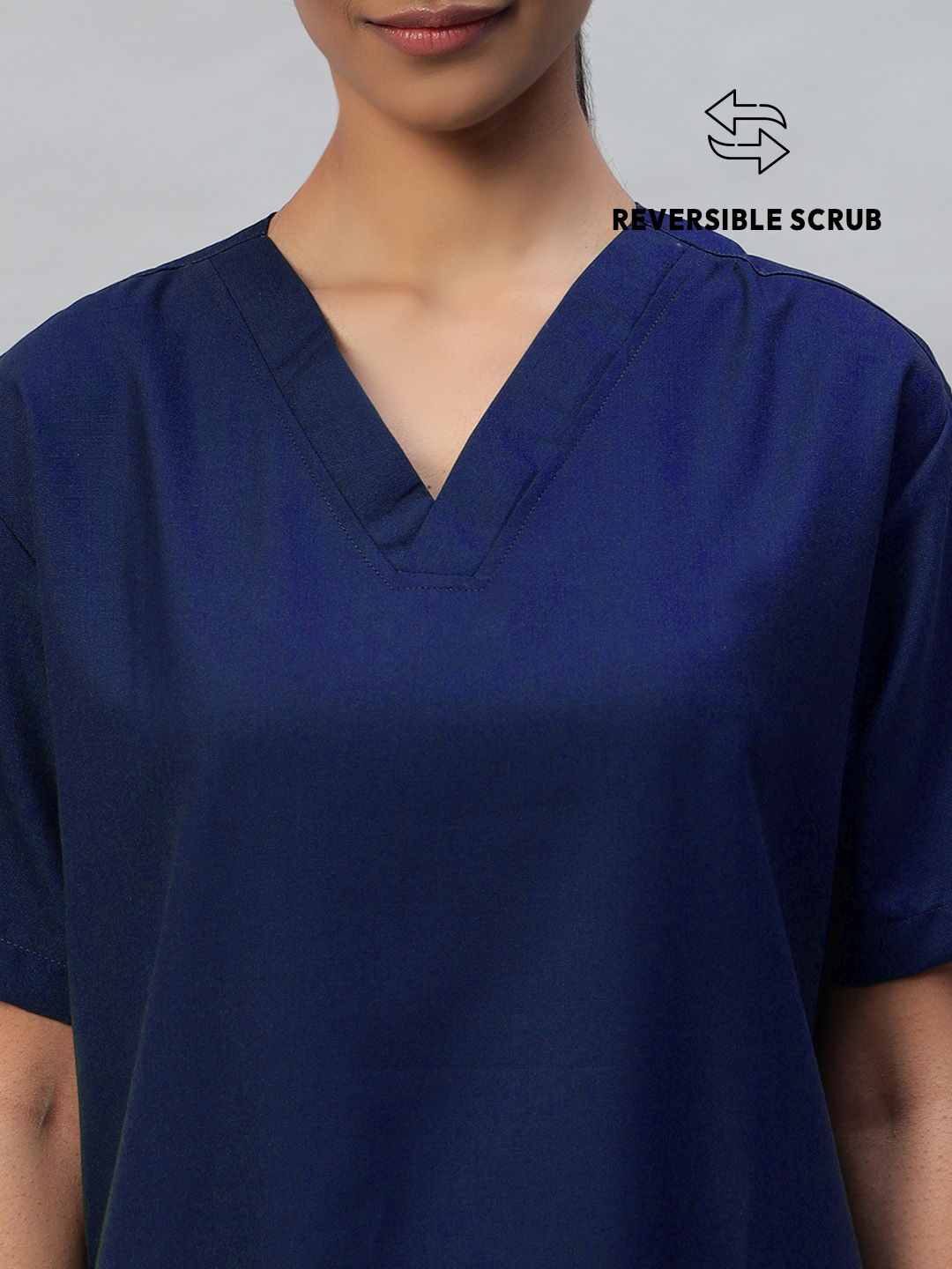 Navy Blue Reversible Half Sleeve Medical Scrubs - Female