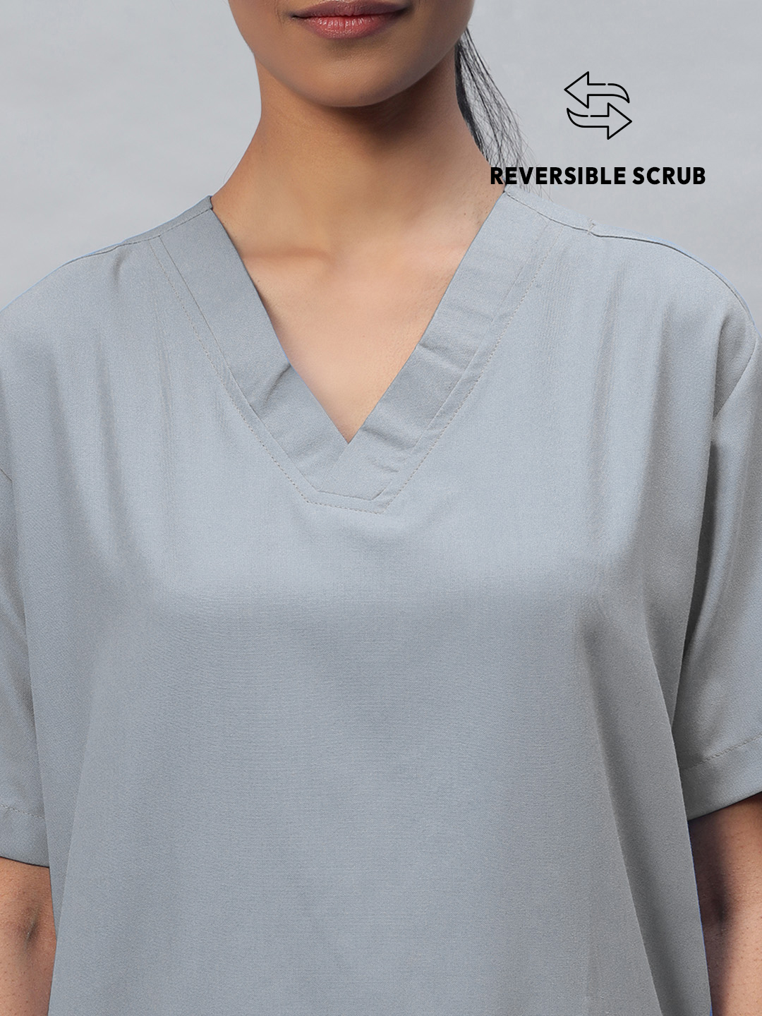 Grey Reversible Half Sleeve Medical Scrubs - Female