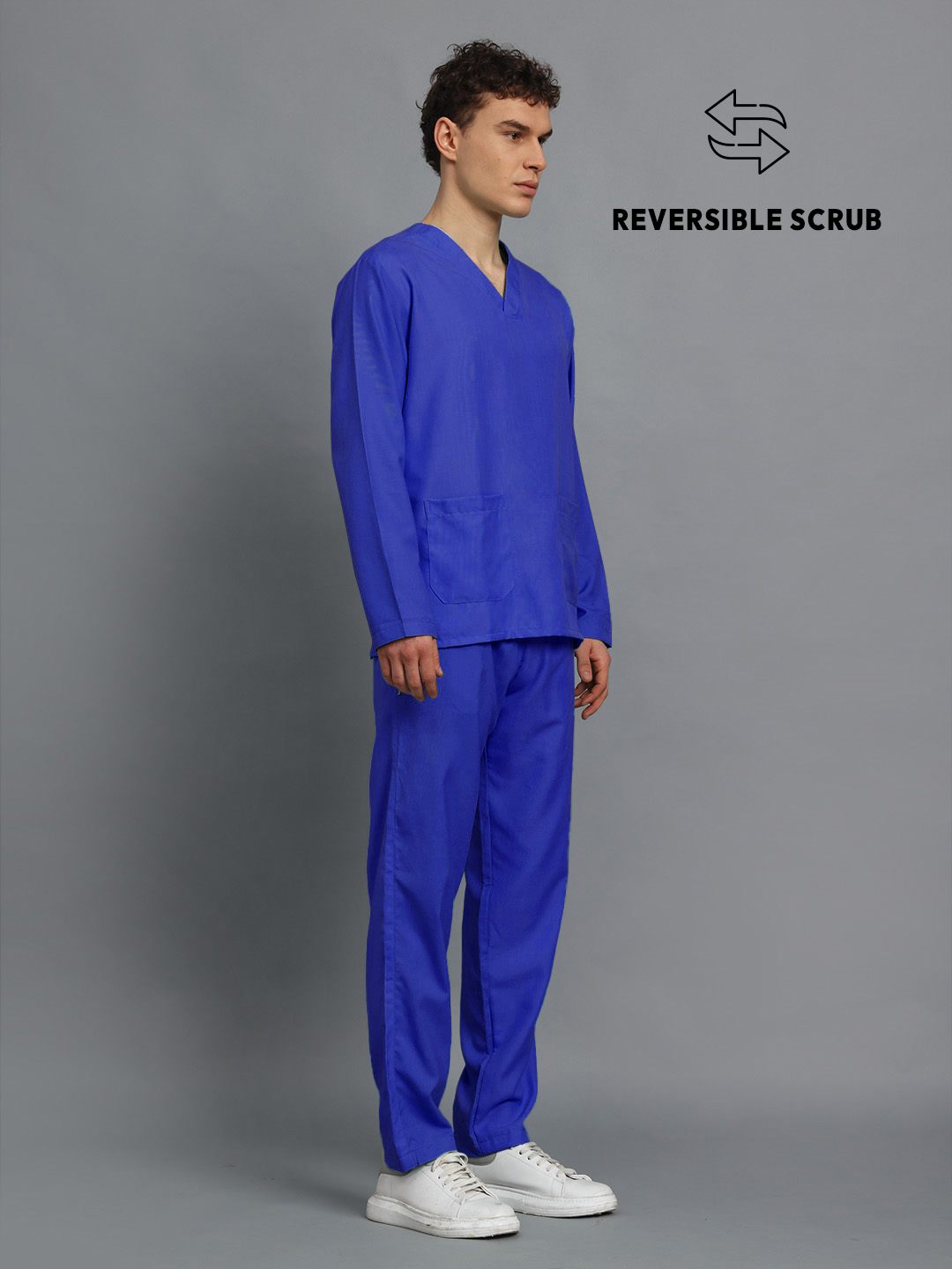 Royal Blue Reversible Full Sleeve Medical Scrubs - Male