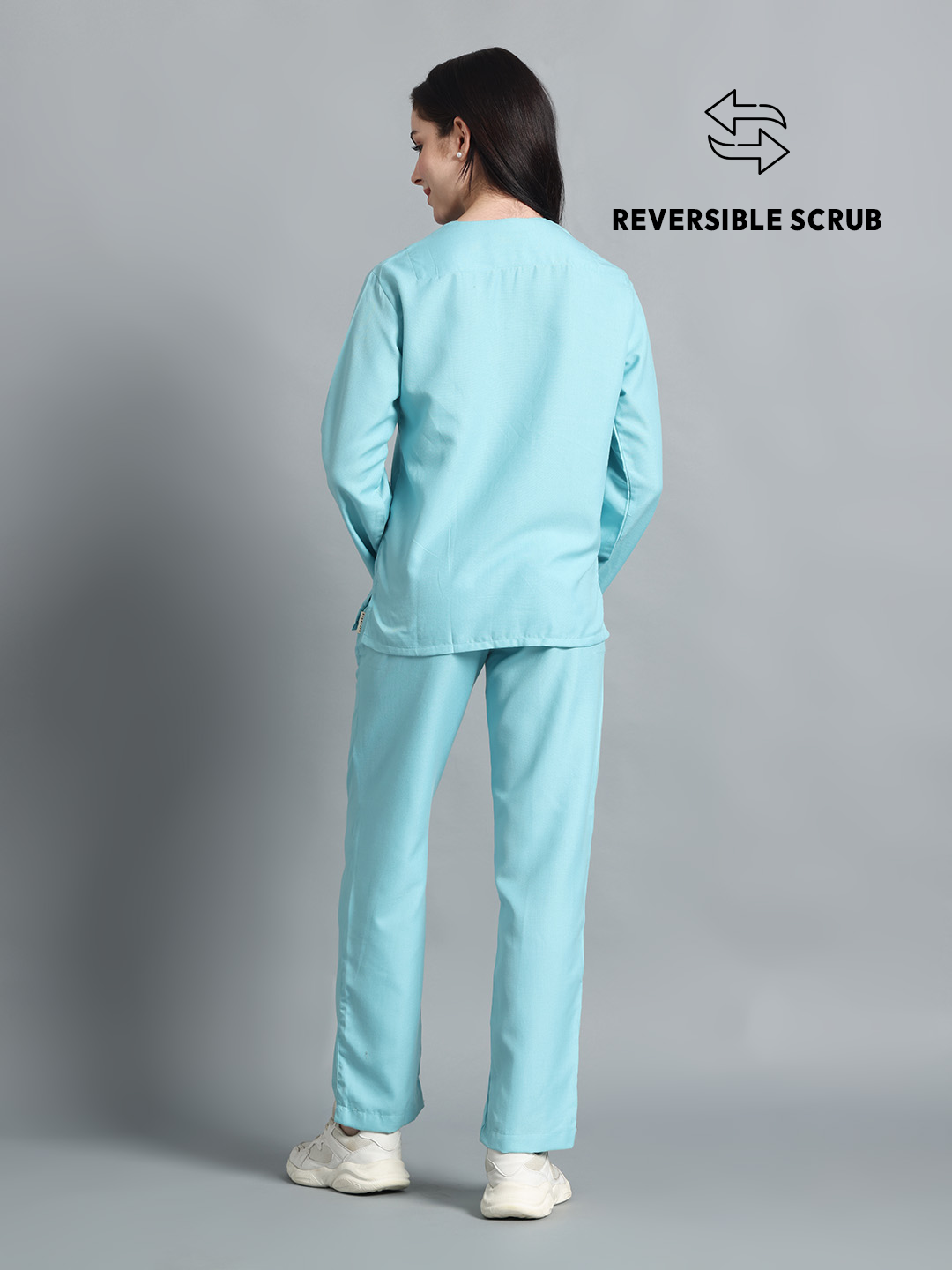 Sea Green Reversible Full Sleeve Medical Scrubs - Female