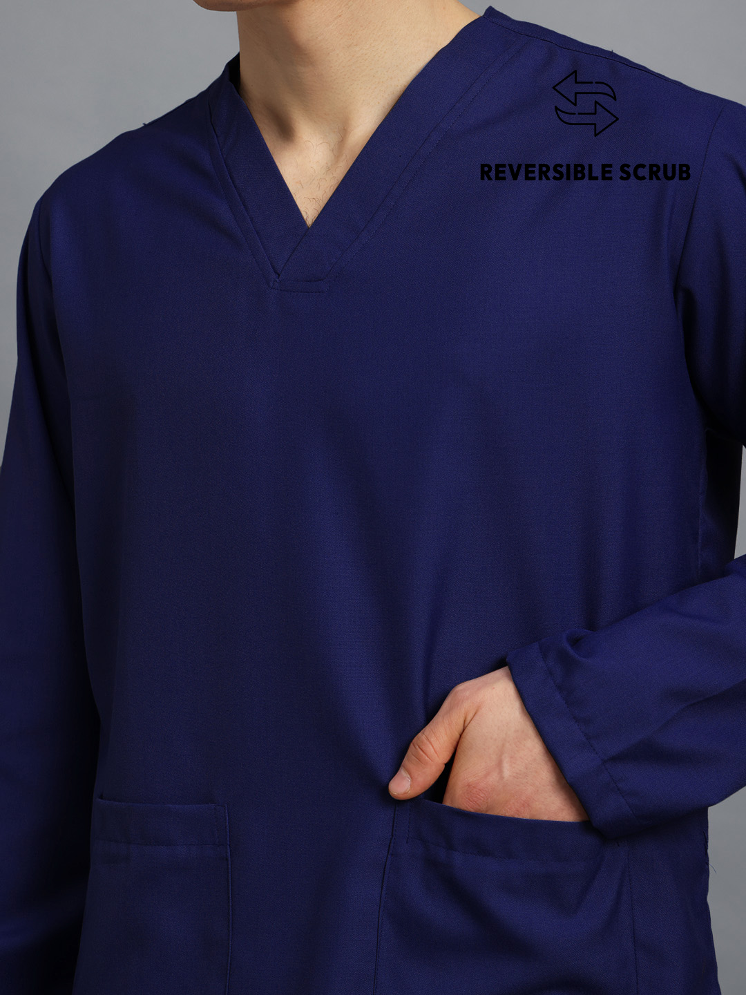 Navy Blue Reversible Full Sleeve Medical Scrubs - Male