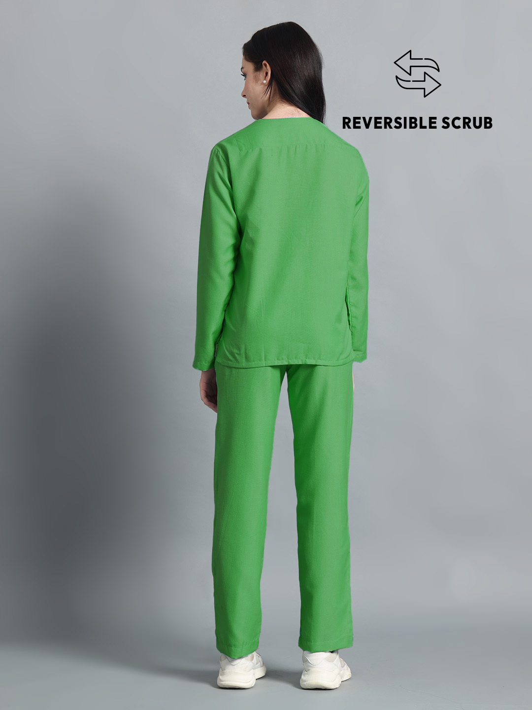 Spinach Green Reversible Full Sleeve Medical Scrubs - Female