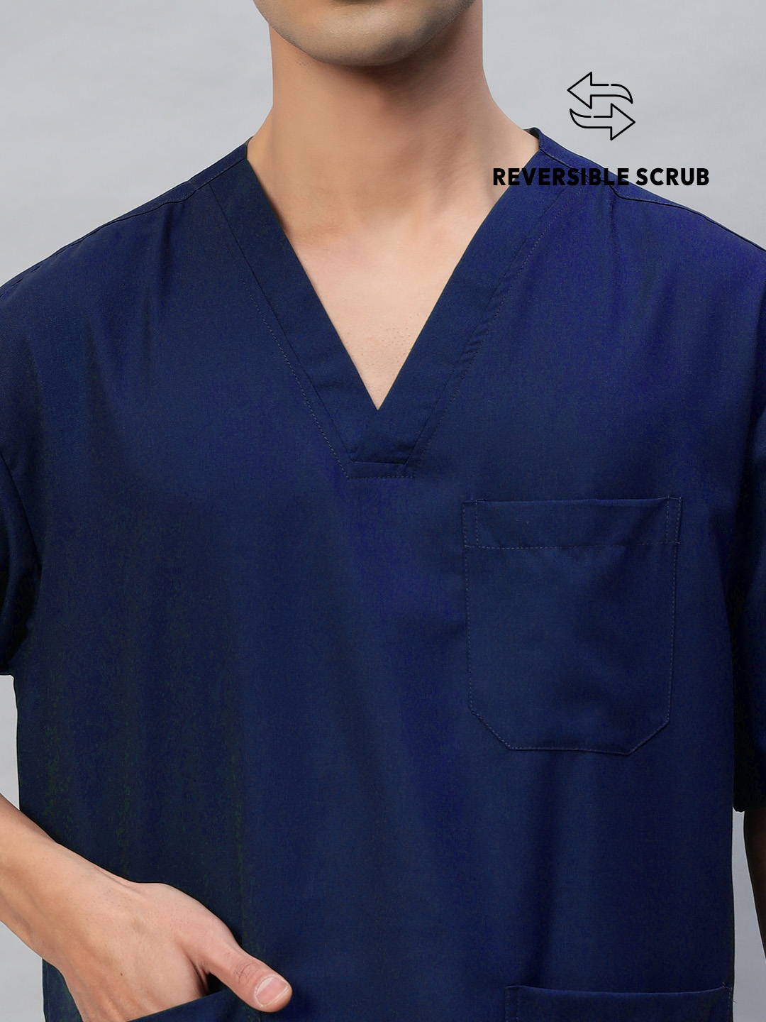 Navy Blue Reversible Half Sleeve Medical Scrubs - Male