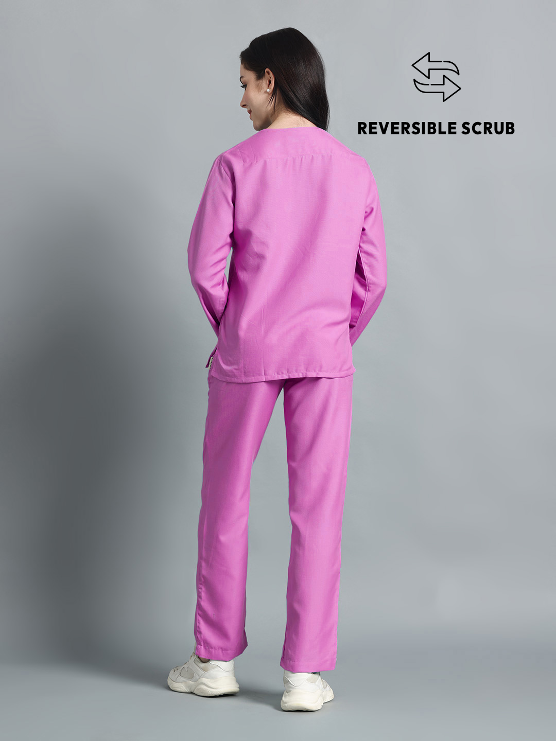 Pink Reversible Full Sleeve Medical Scrubs - Female