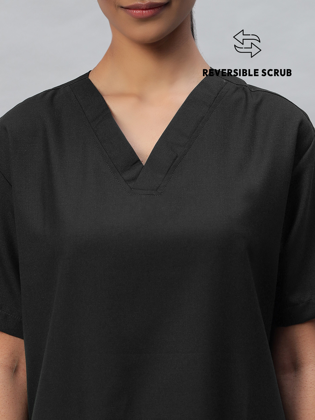 Black Reversible Half Sleeve Medical Scrubs - Female