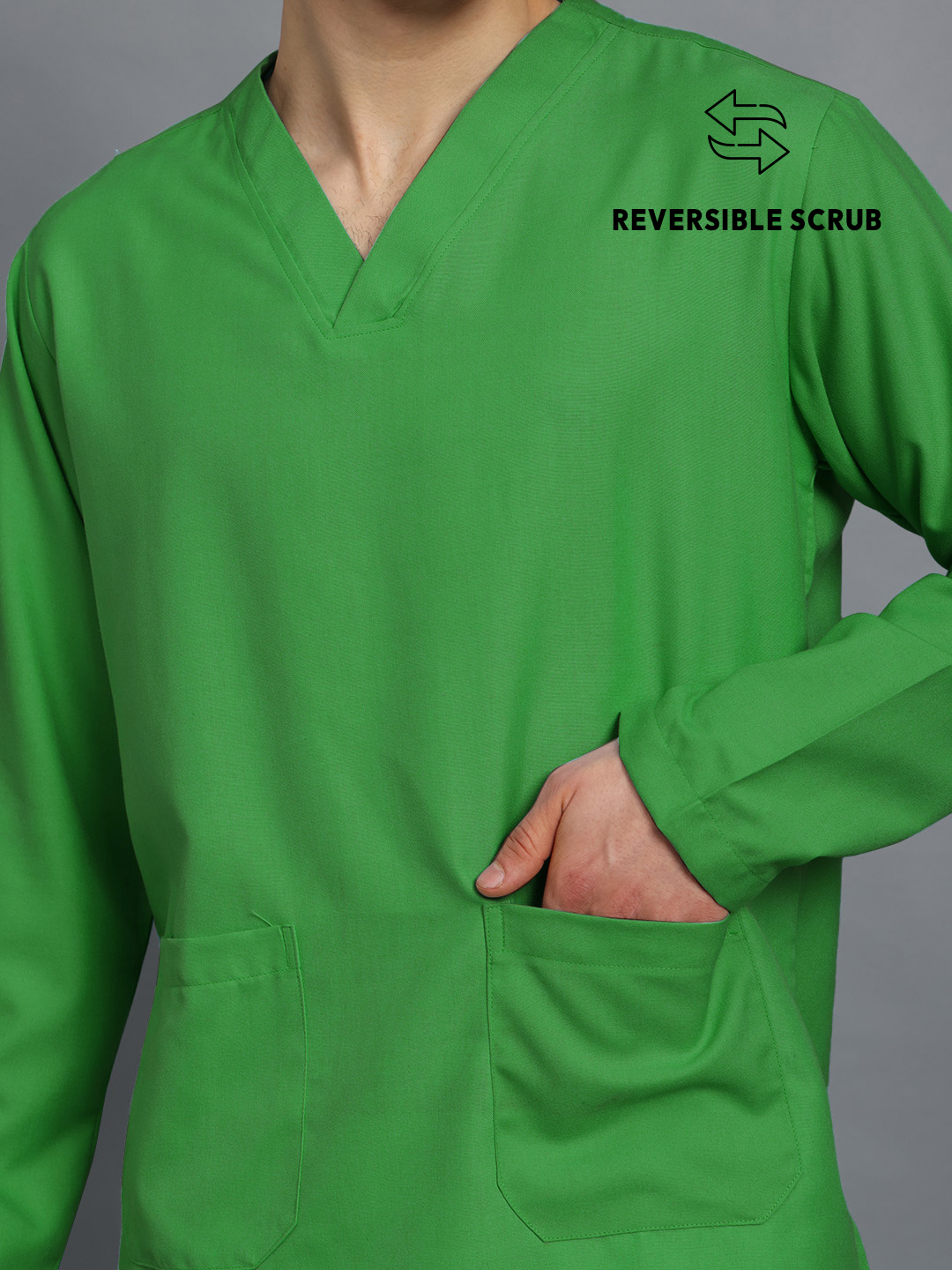 Spinach Green Reversible Full Sleeve Medical Scrubs - Male