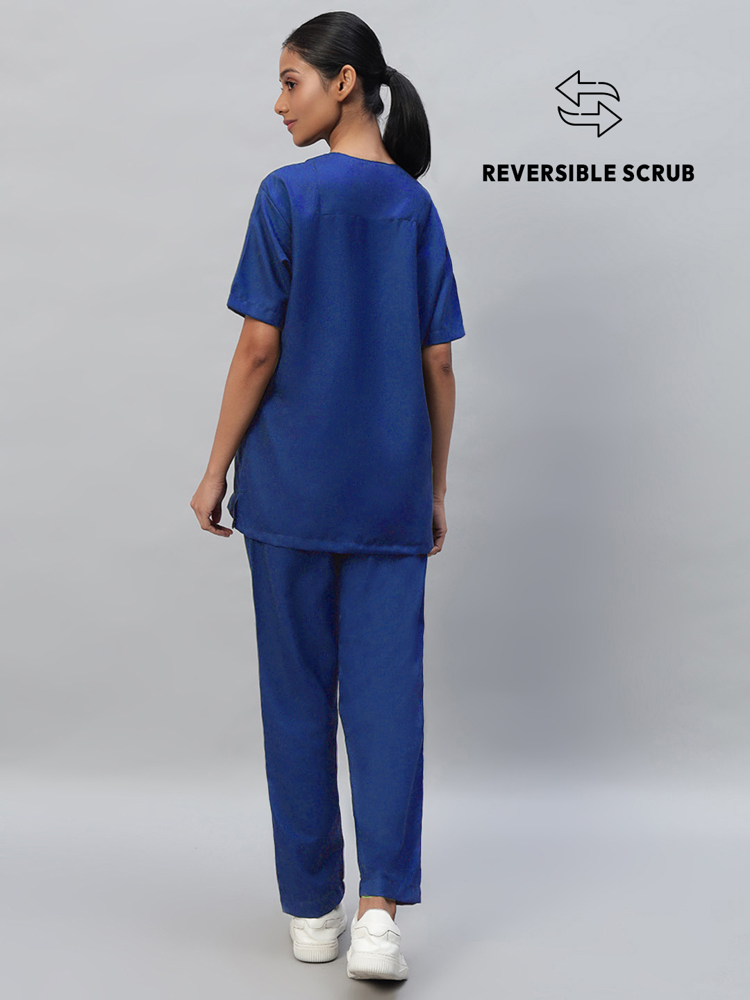 Royal Blue Reversible Half Sleeve Medical Scrubs - Female