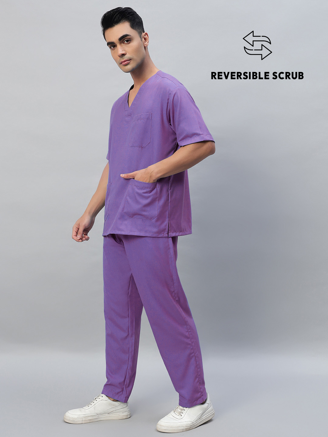 Violet Reversible Half Sleeve Medical Scrubs - Male