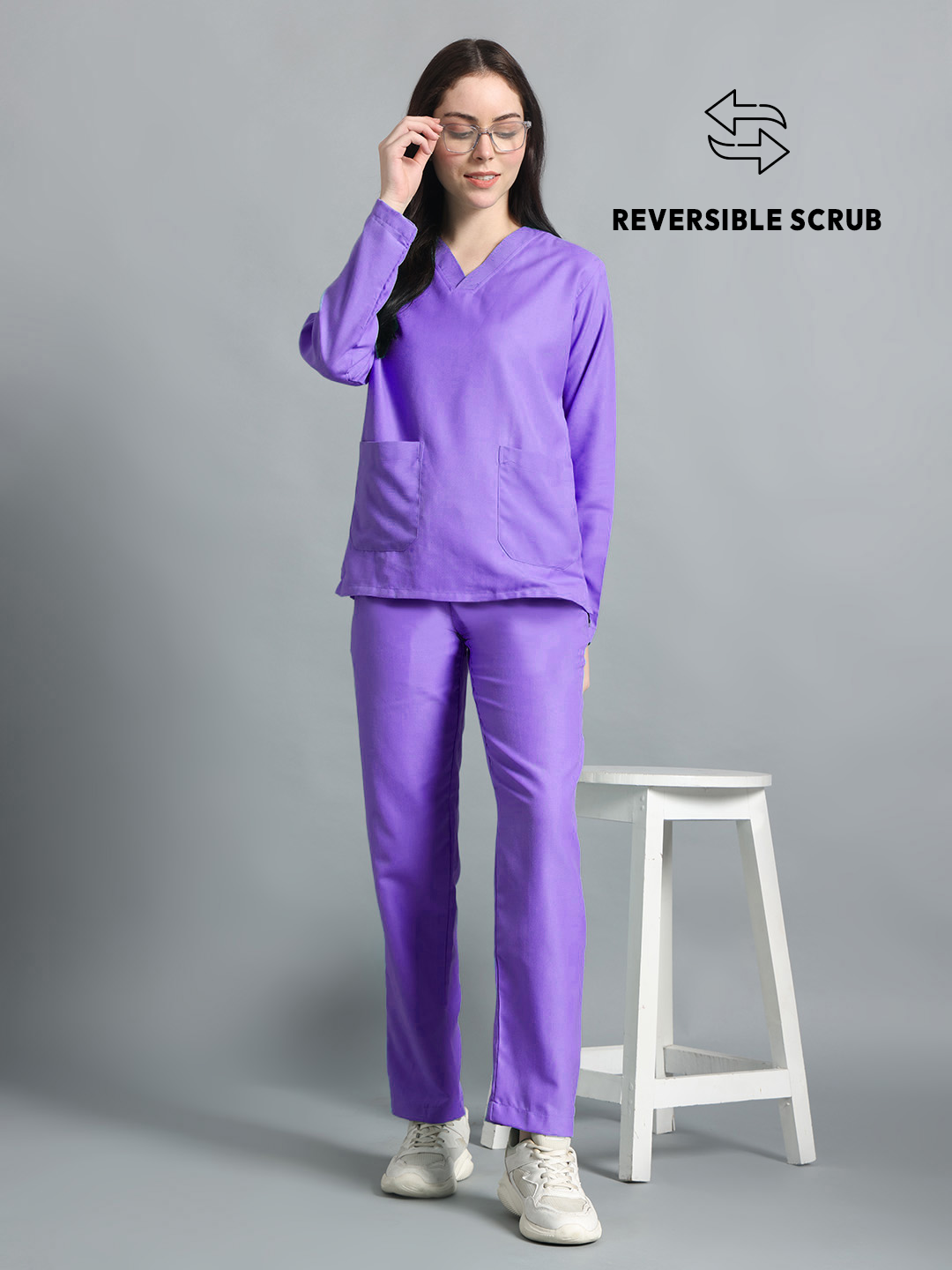 Violet Reversible Full Sleeve Medical Scrubs - Female