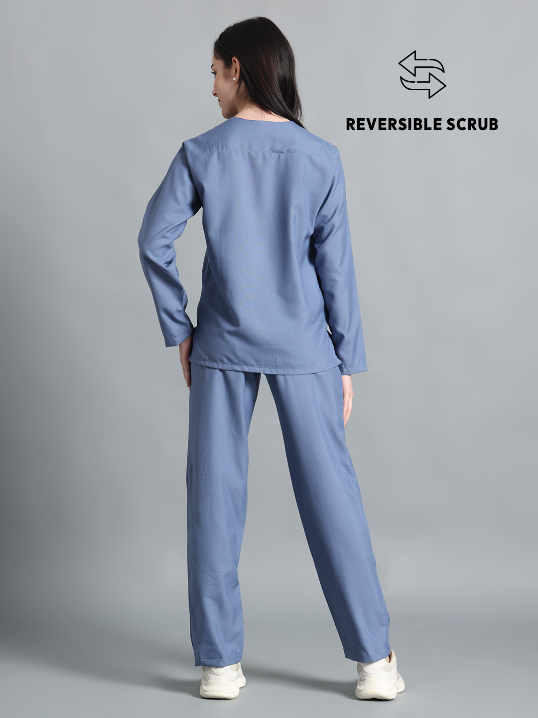 Teal Reversible Full Sleeve Medical Scrubs - Female