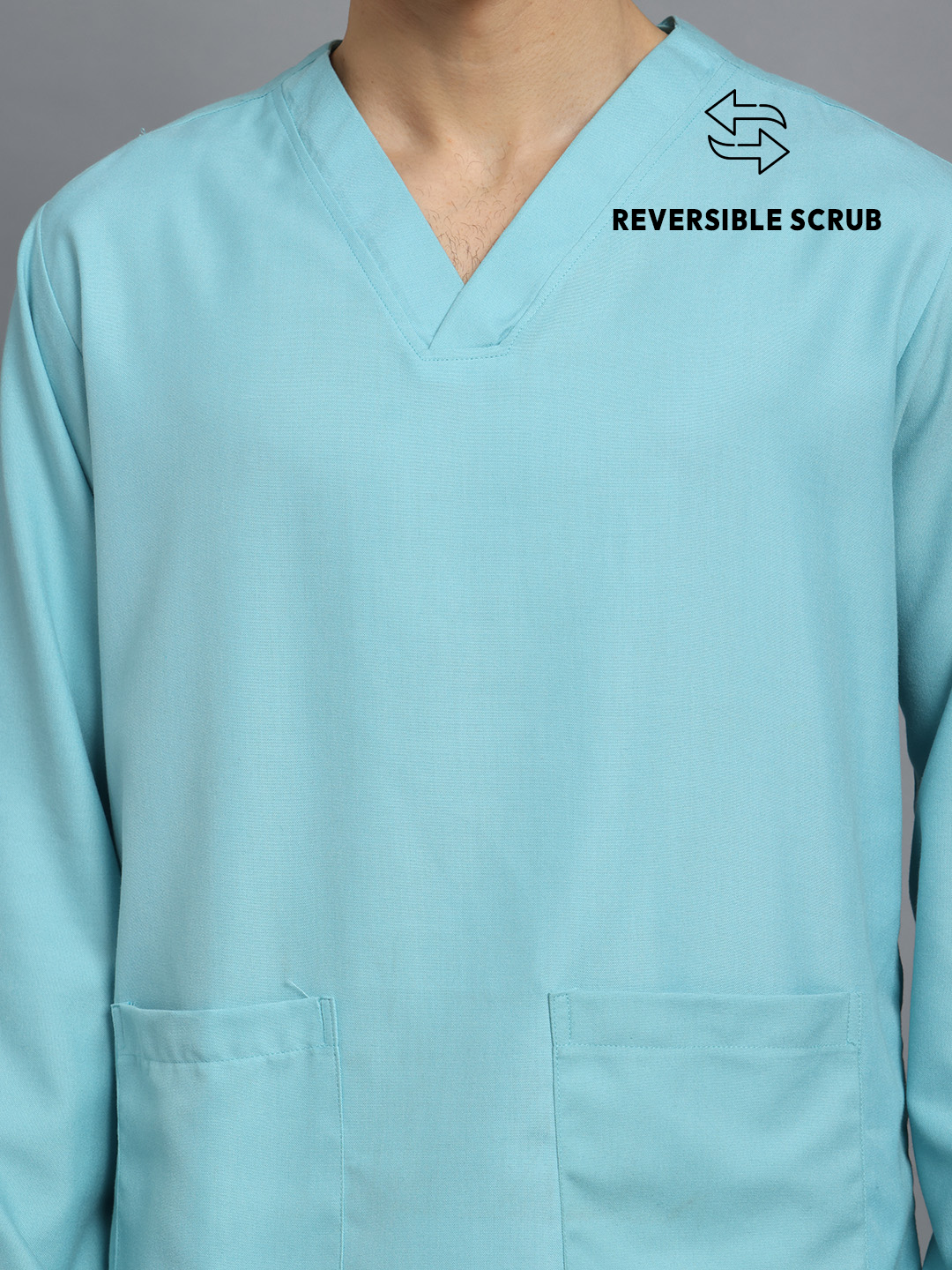 Sea Green Reversible Full Sleeve Medical Scrubs - Male