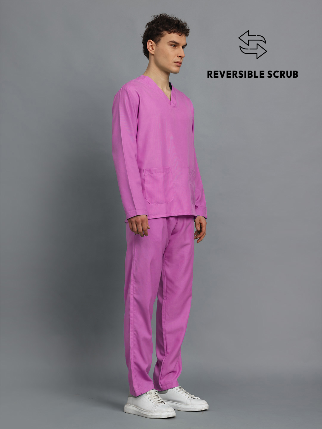 Pink Reversible Full Sleeve Medical Scrubs - Male