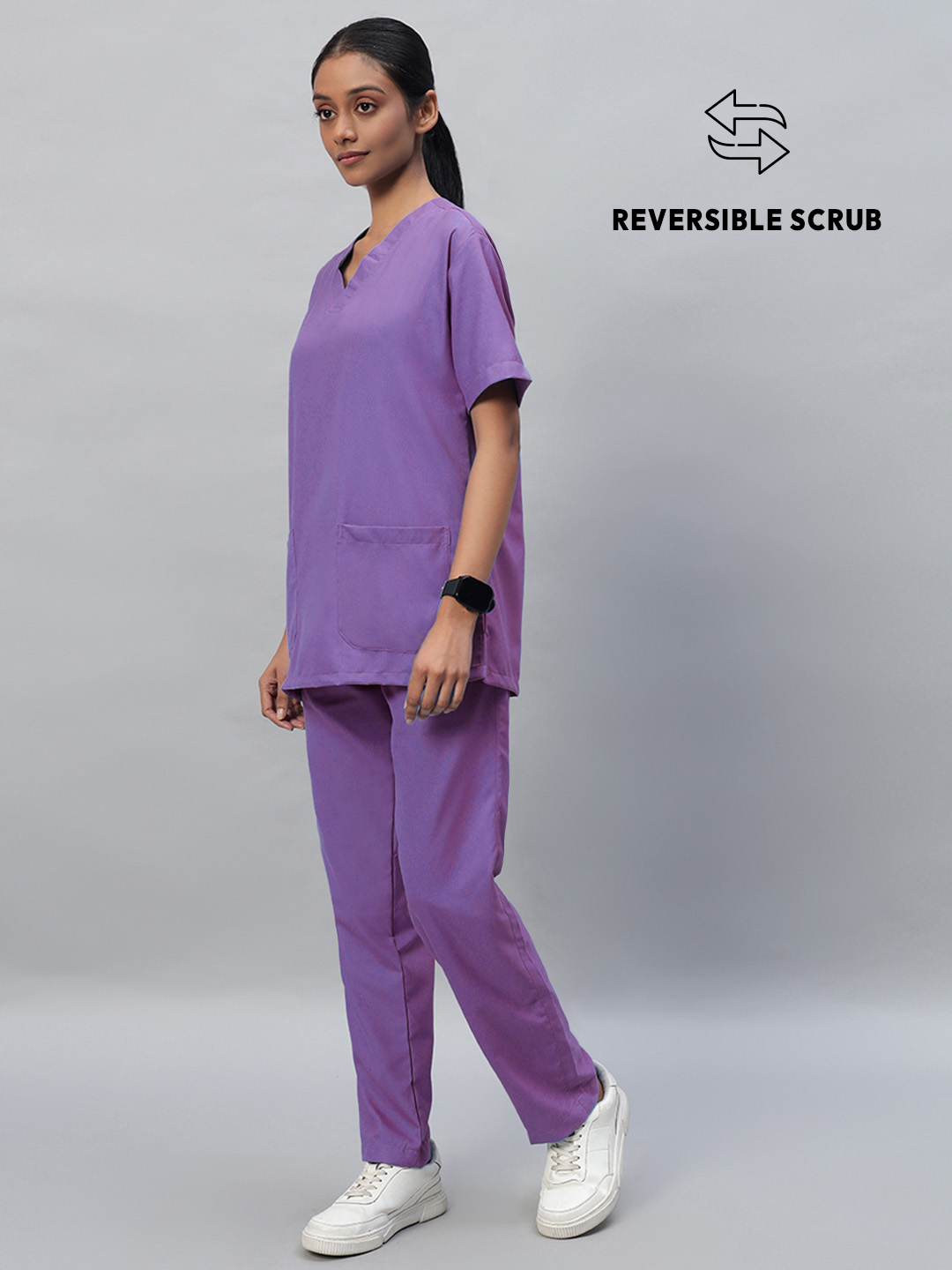 Violet Reversible Half Sleeve Medical Scrubs - Female