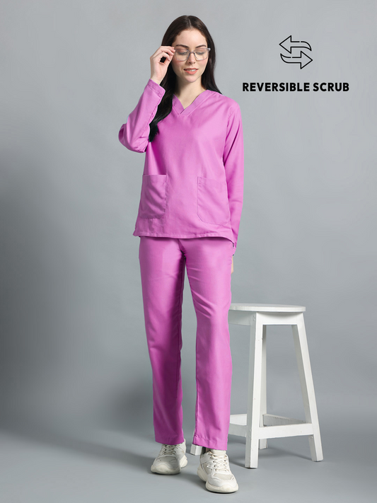 Pink Reversible Full Sleeve Medical Scrubs - Female