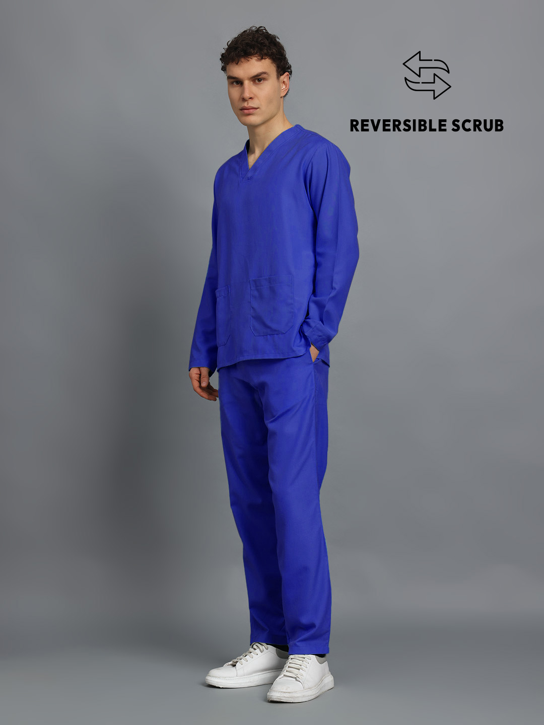 Royal Blue Reversible Full Sleeve Medical Scrubs - Male