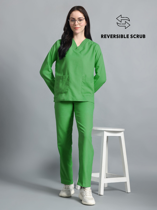 Spinach Green Reversible Full Sleeve Medical Scrubs - Female