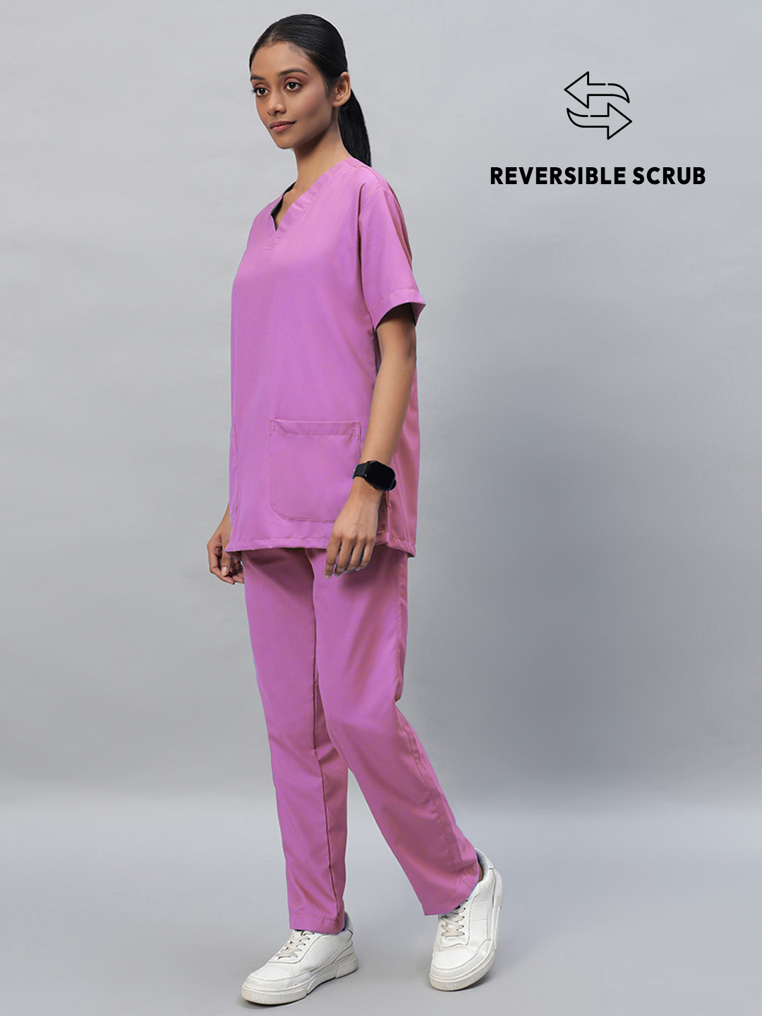 Pink Reversible Half Sleeve Medical Scrubs - Female