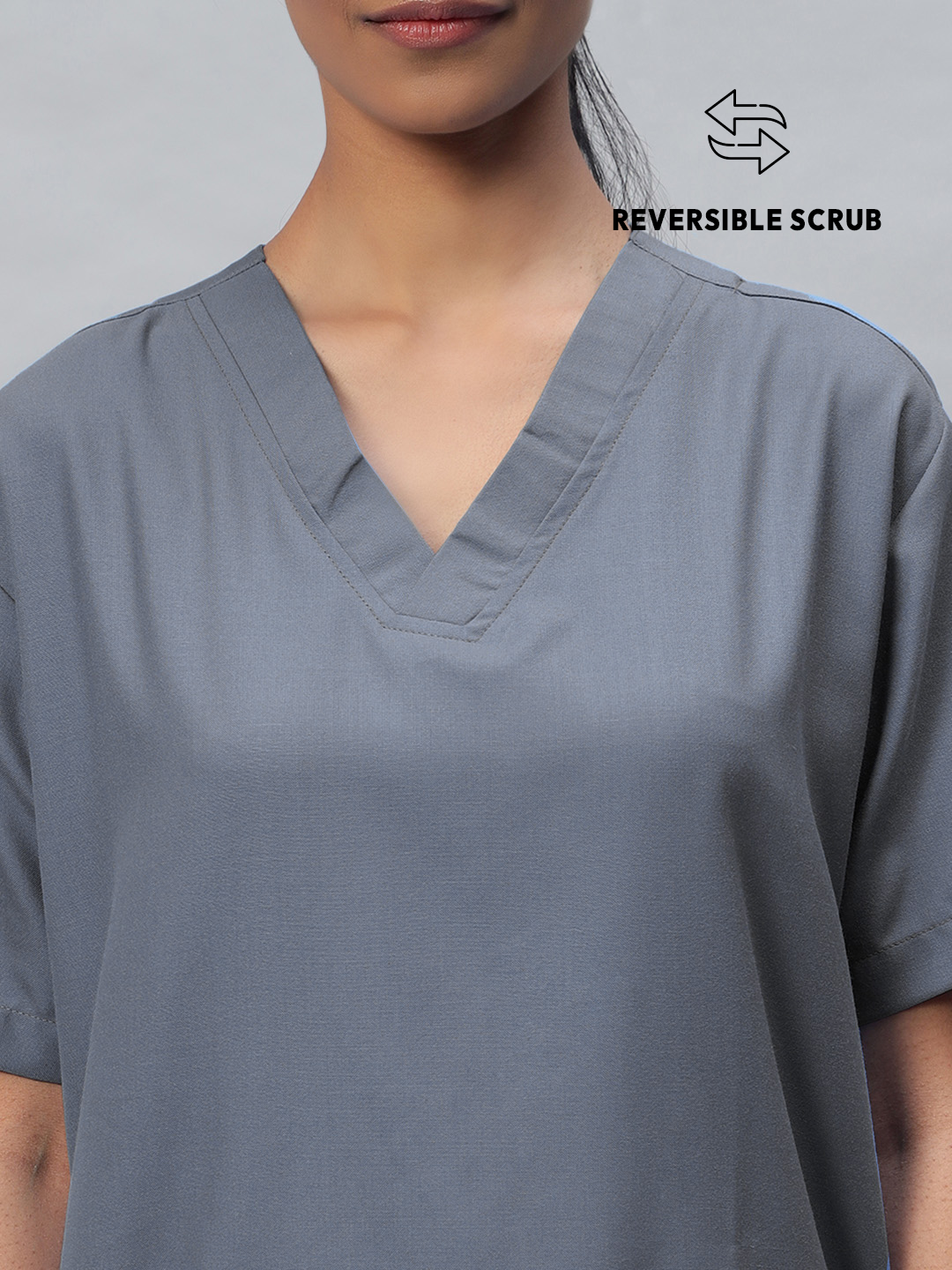 Dark Grey Reversible Half Sleeve Medical Scrubs - Female