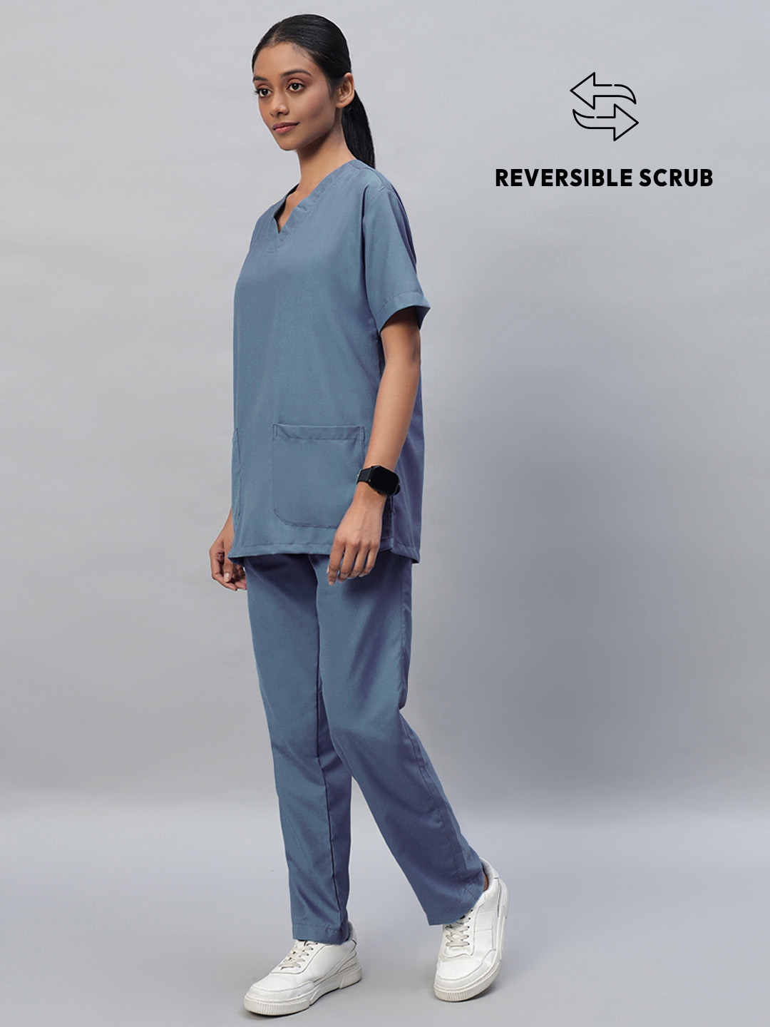 Teal Reversible Half Sleeve Medical Scrubs - Female