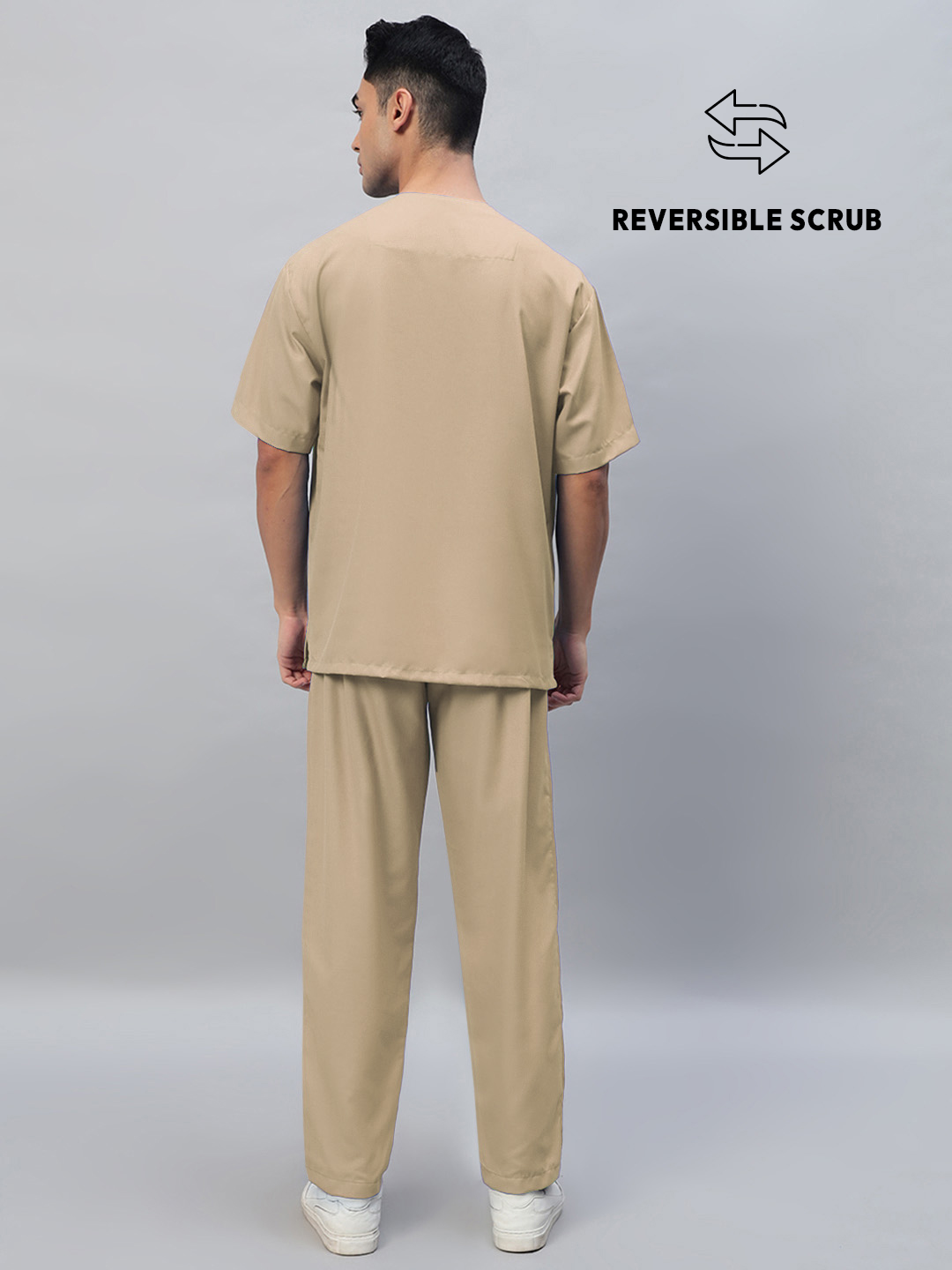 Natural Matte Reversible Half Sleeve Medical Scrubs - Male