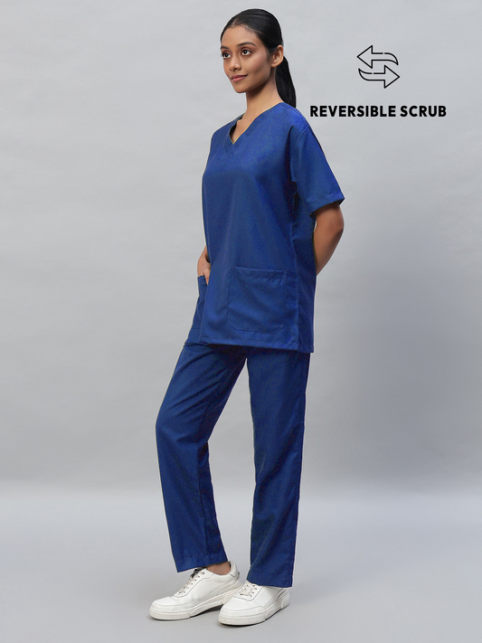 Royal Blue Reversible Half Sleeve Medical Scrubs - Female