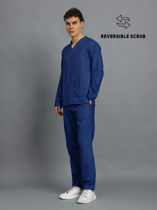 Royal Blue Reversible Full Sleeve Medical Scrubs - Male