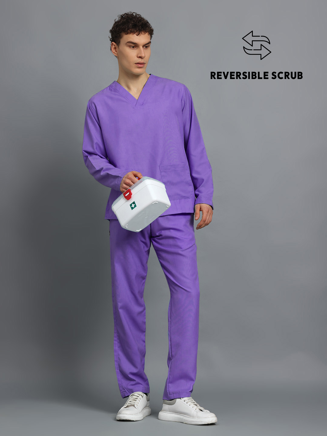 Violet Reversible Full Sleeve Medical Scrubs - Male