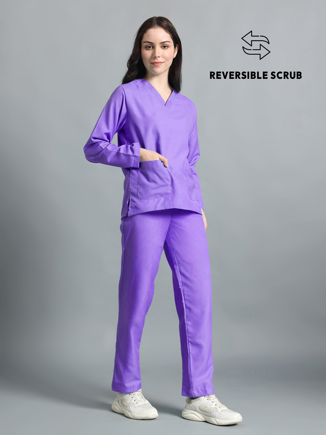 Violet Reversible Full Sleeve Medical Scrubs - Female