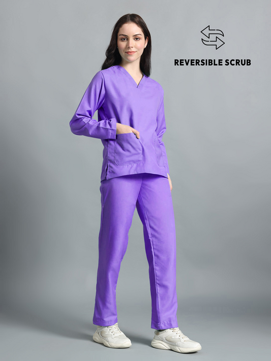 Violet Reversible Full Sleeve Medical Scrubs - Female