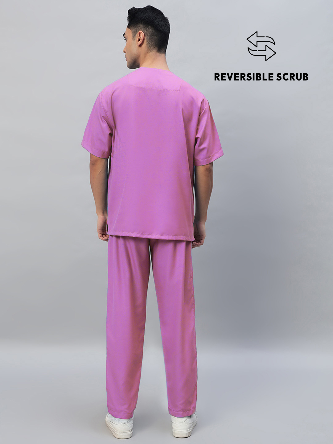 Pink Reversible Half Sleeve Medical Scrubs - Male