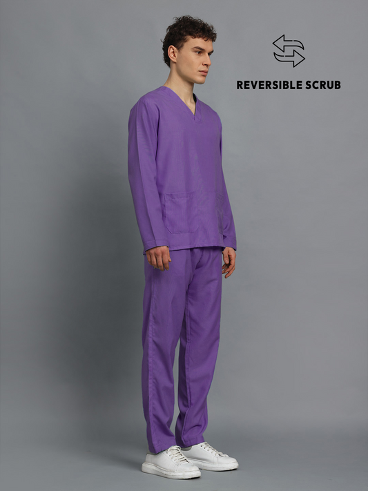 Violet Reversible Full Sleeve Medical Scrubs - Male