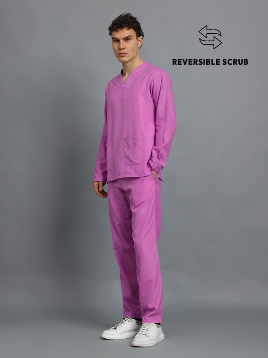 Pink Reversible Full Sleeve Medical Scrubs - Male