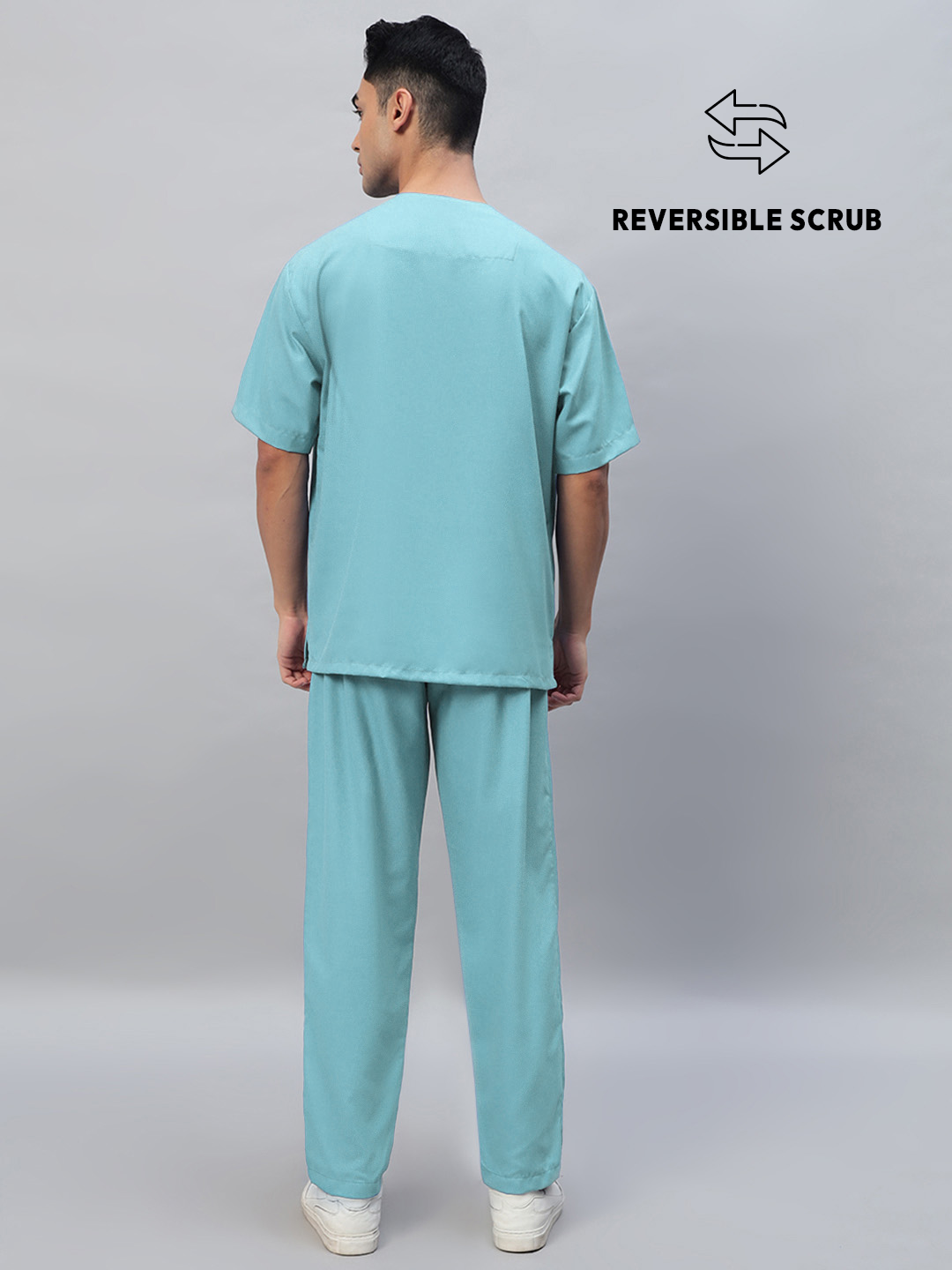 Sea Green Reversible Half Sleeve Medical Scrubs - Male