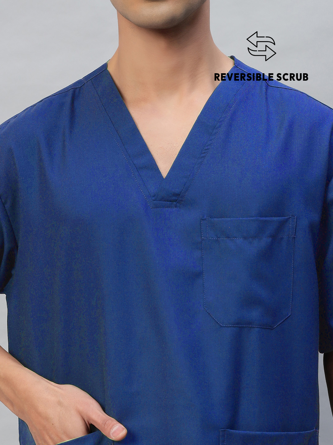 Royal Blue Reversible Half Sleeve Medical Scrubs - Male