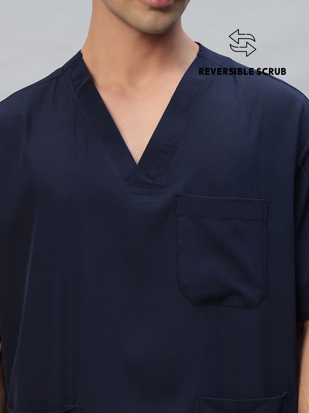 Blue Black Reversible Half Sleeve Medical Scrubs - Male