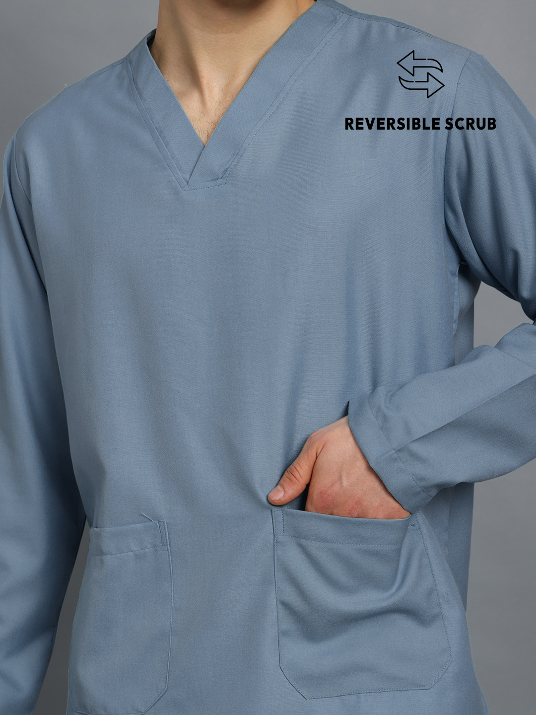 Teal Reversible Full Sleeve Medical Scrubs - Male