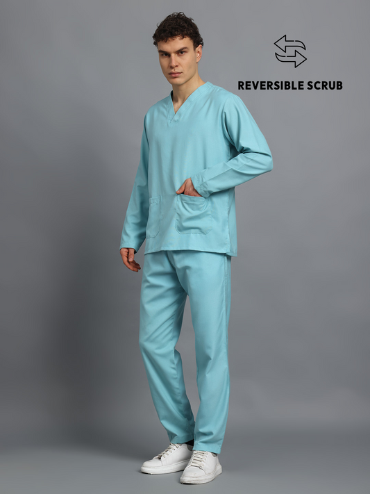 Sea Green Reversible Full Sleeve Medical Scrubs - Male