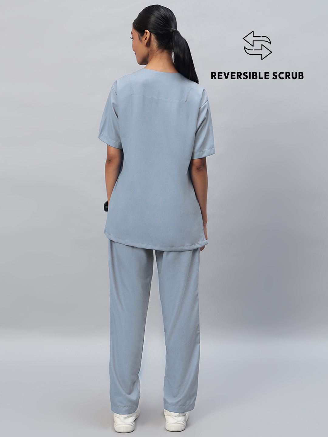 Light Grey Reversible Half Sleeve Medical Scrubs - Female