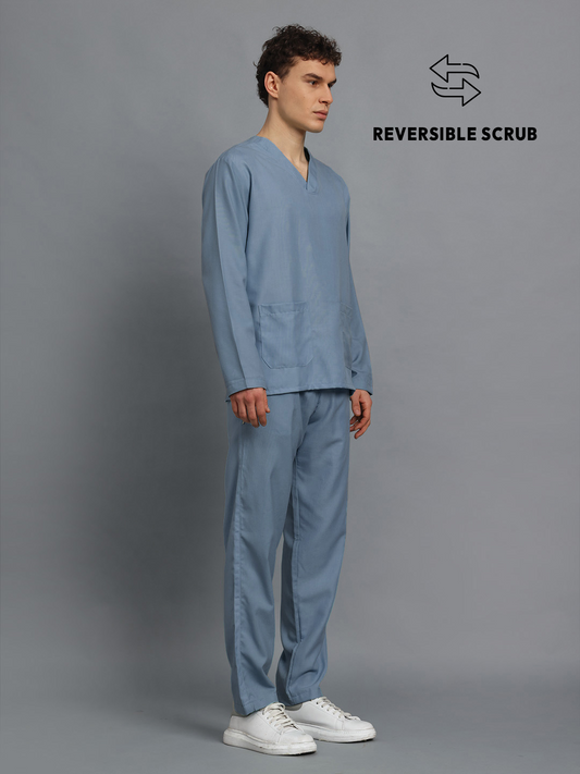 Teal Reversible Full Sleeve Medical Scrubs - Male