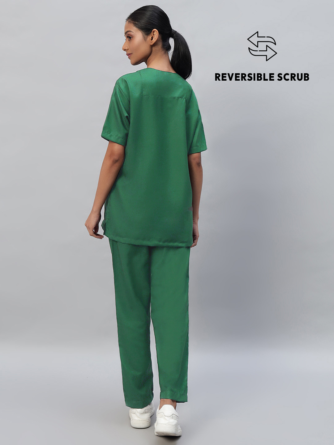 Spinach Green Reversible Half Sleeve Medical Scrubs - Female