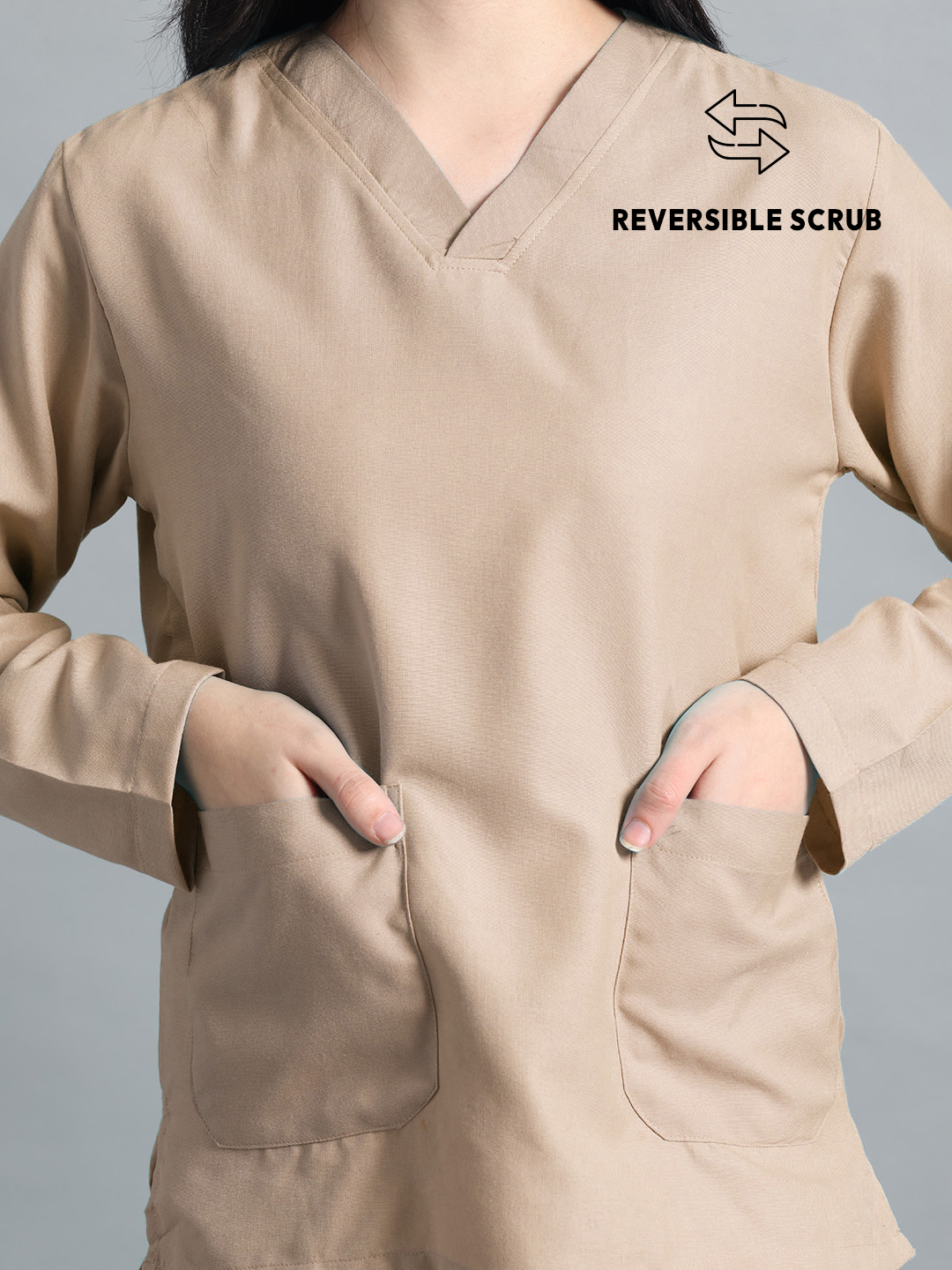 Natural Matte Reversible Full Sleeve Medical Scrubs - Female