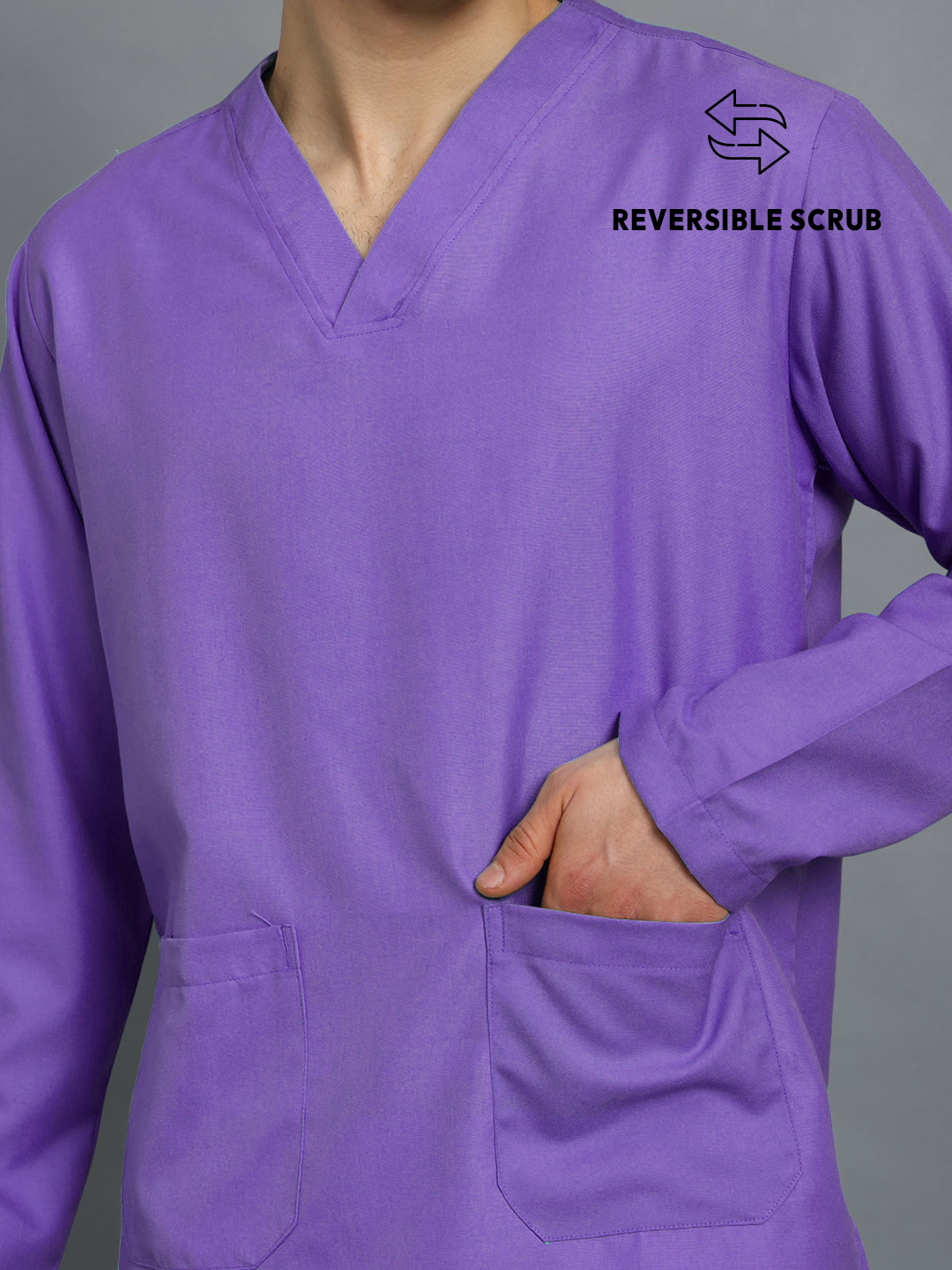 Violet Reversible Full Sleeve Medical Scrubs - Male