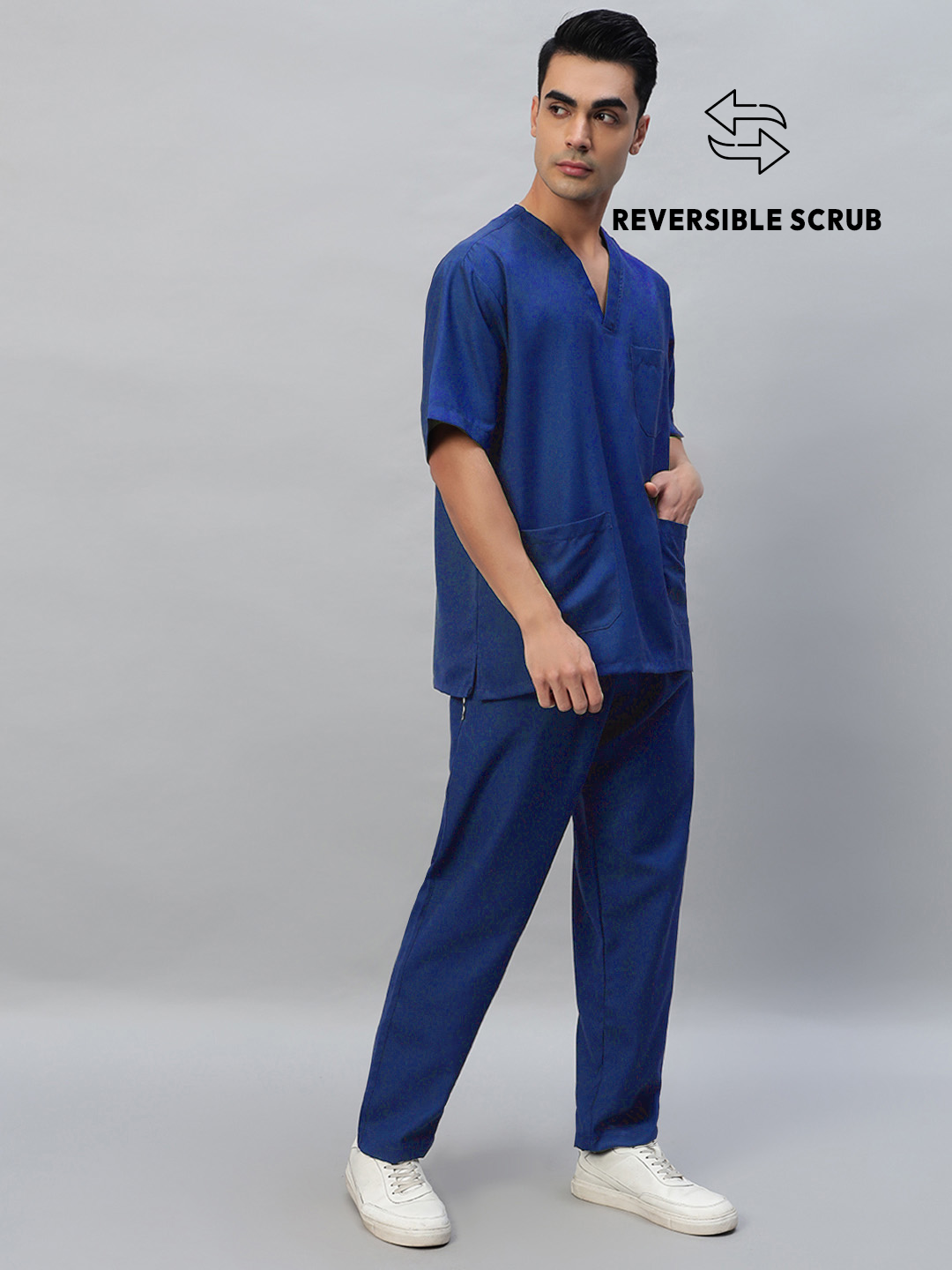 Royal Blue Reversible Half Sleeve Medical Scrubs - Male