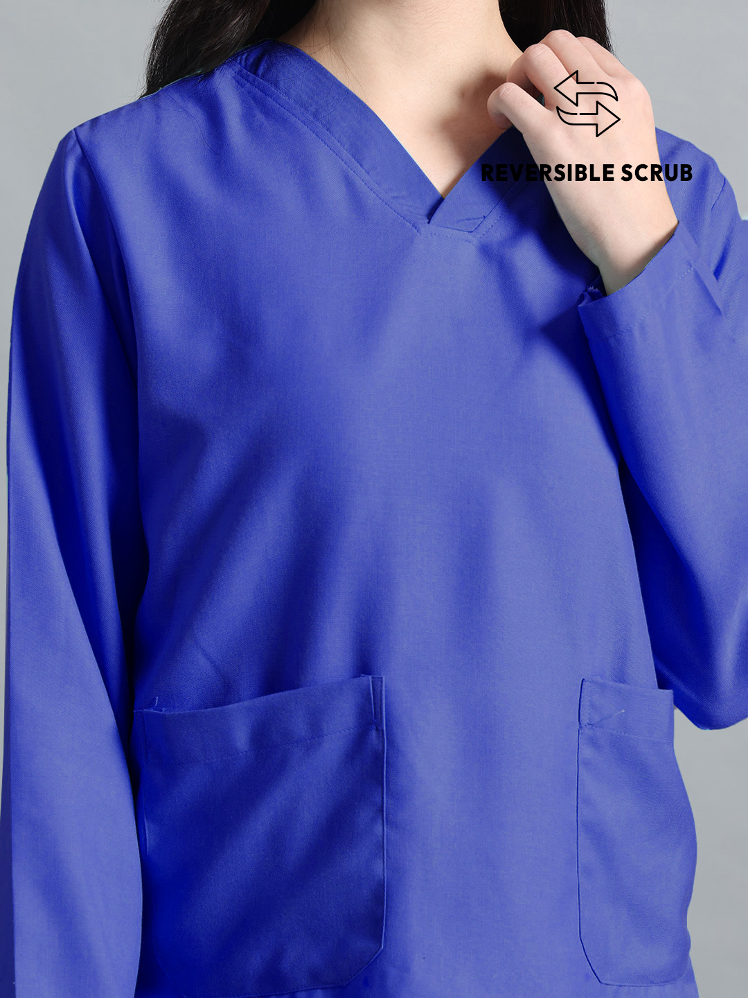 Royal Blue Reversible Full Sleeve Medical Scrubs - Female